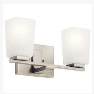 Roehm™ Vanity Light 
2-Light 
Satin Etch Glass 
Size:14" W x 7.25" H x 14" L